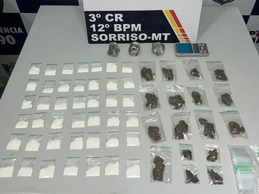 Polícia Militar prende membro de facção criminosa com 63 porções de drogas em Sorriso